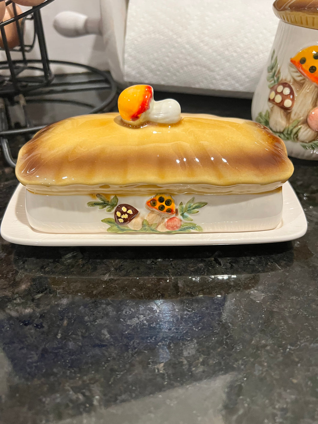Vintage Sears Roebuck Merry Mushroom Butter Dish