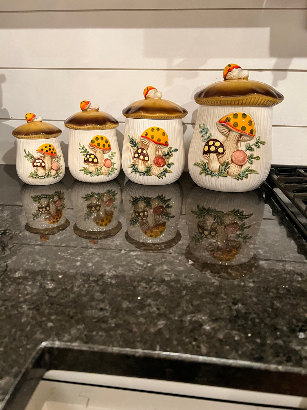 Vintage Sears Roebuck Merry Mushroom Canister Set